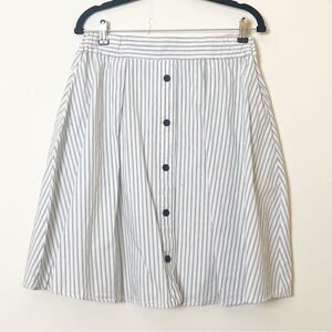 Philosophy Striped Faux Button-Down A-Line Skirt, Size Large